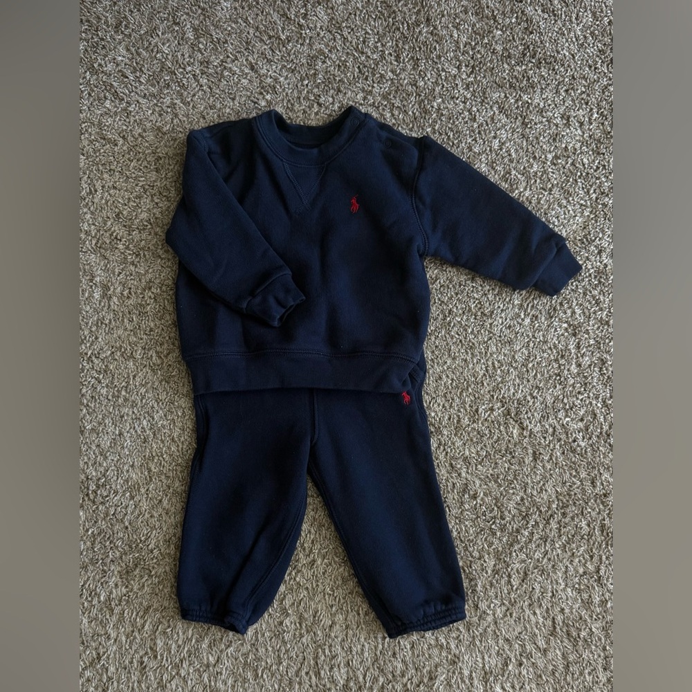 Ralph Lauren Kids Navy Sweatpants and Sweatshirt Set